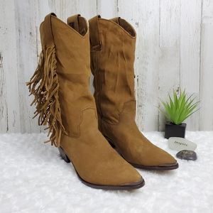 Laredo Fringed Suede Leather Western Boots Size 7